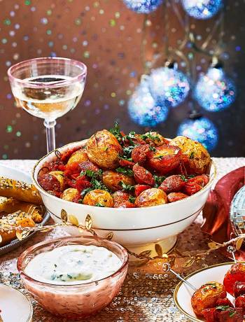 Smoky chorizo and tomato potatoes with parsley aioli