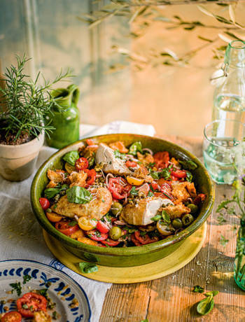 Roasted chicken, summer tomato and basil panzanella