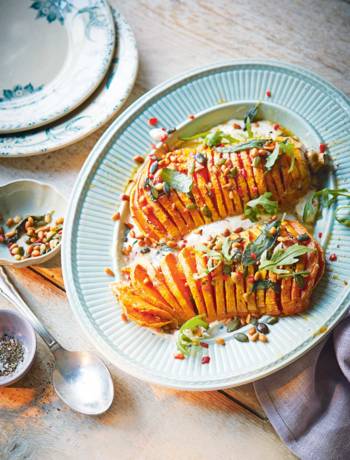 Hasselback roast squash with whipped feta