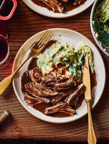 Red wine, bay and peppercorn braised pork