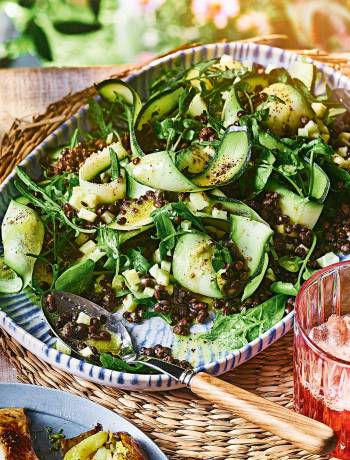 Lemony courgette and lentil salad