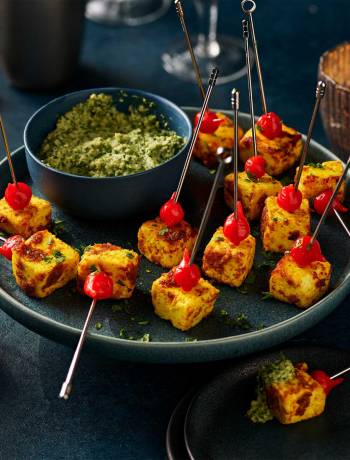 Golden paneer with coriander chutney