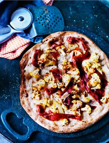 Béchamel, Parma ham and roasted cauliflower pizza
