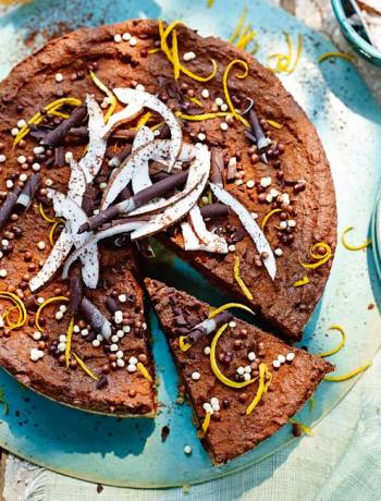 Chocolate, coconut and orange torte