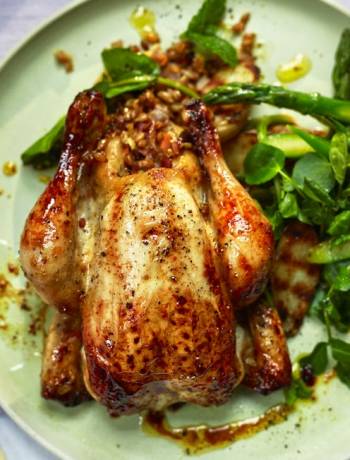 Poussins stuffed with spelt