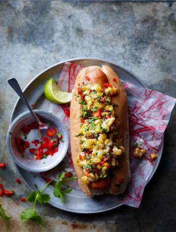 Mexican streetcorn hot dogs