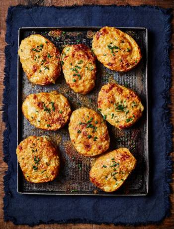 Welsh rarebit-loaded potato skins 