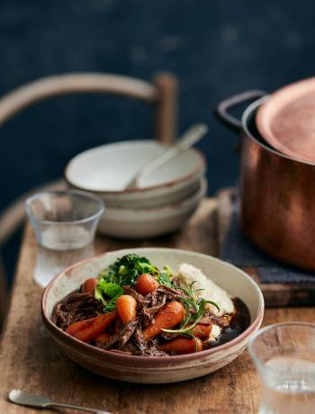 Batch cook honey-balsamic beef brisket