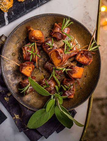 Spiced butternut and prosciutto bites