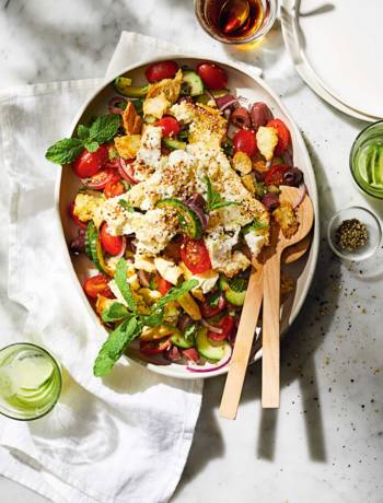 Baked feta Greek salad