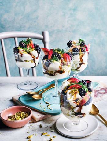 Nectarine, blackberry and cardamom Eton mess