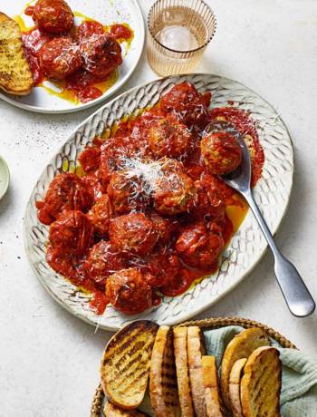 Pork, 'nduja and goat's cheese meatballs
