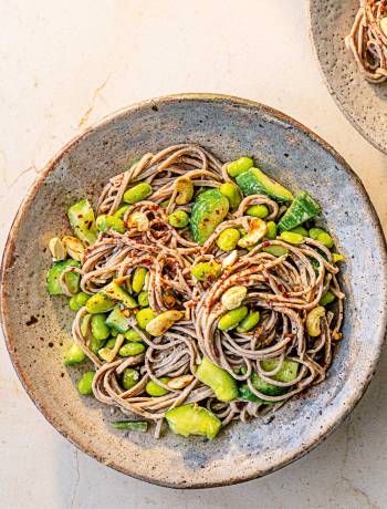 Smacked cucumber soba noodles