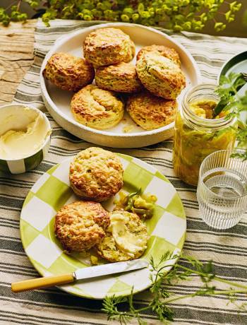 Cheese and piccalilli scones