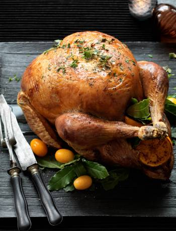 Classic roast turkey with chestnut stuffing balls