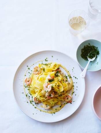 Pappardelle with prawns and vanilla beurre blanc