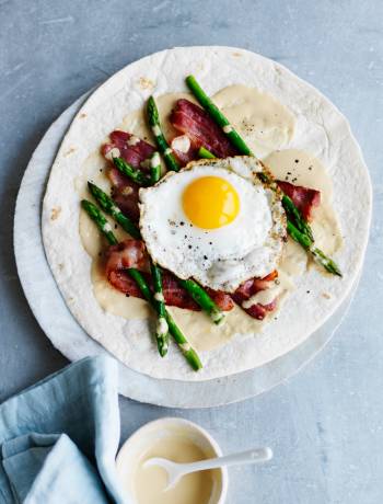 Breakfast burrito with Marmite hollandaise
