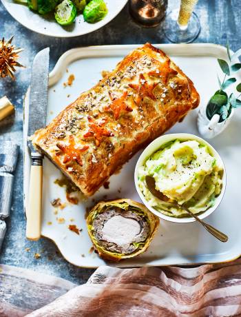 Pork, sage and chestnut wellington