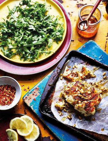 Marinated halloumi with honey and thyme