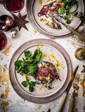Triple-cheese stuffed mushrooms