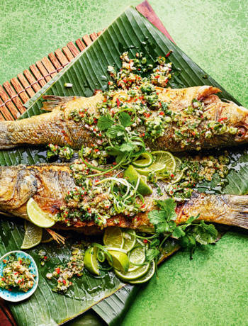 Crispy sea bass larb 