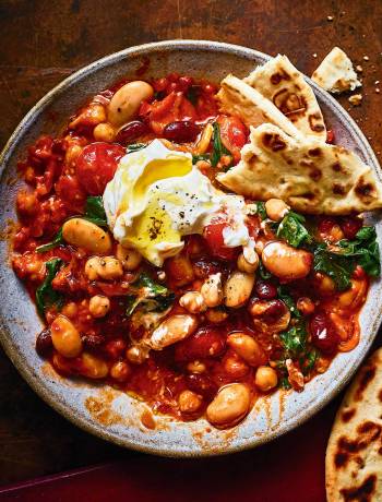 Three bean, tomato and ajvar stew