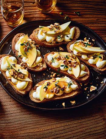 Pear and whipped goat's cheese crostini