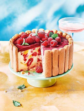 Limoncello and raspberry ice-cream charlotte 