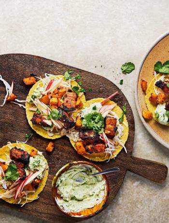 Chipotle pork belly and apple tacos