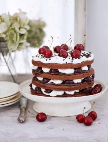 Chocolate cherry trifle cake (gluten-free)