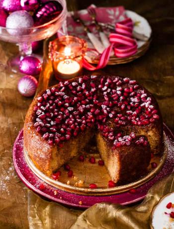Gluten-free clementine and pomegranate cake