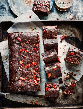 Maple-bacon and pecan brownies