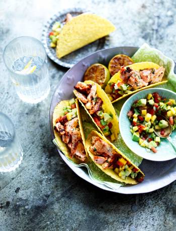Gin and tonic salmon tacos