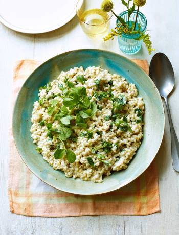 Basil pearl barley ‘risotto’