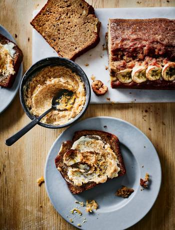 Banana bread with honeycomb butter