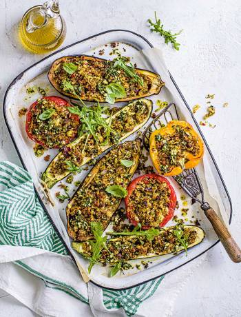 Italian stuffed herb and garlic veggies