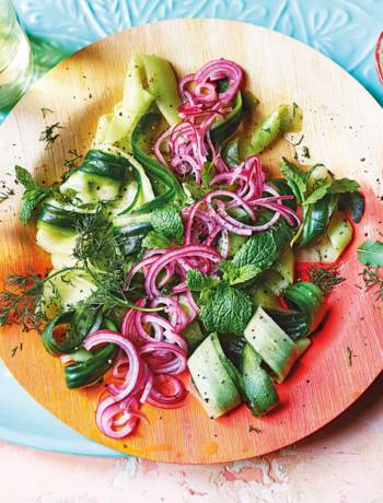 Pickled cucumber ribbons