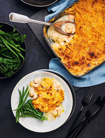 Root vegetable and coconut fish pie