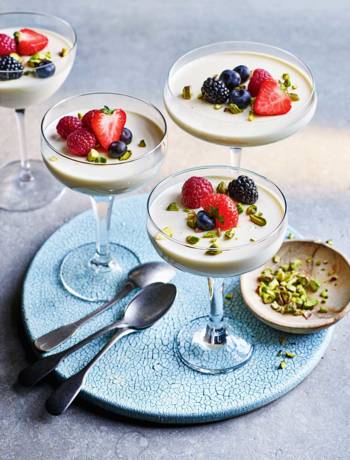 Cardamom panna cotta with summer berries