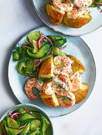 Prawn Skagen stuffed potatoes 