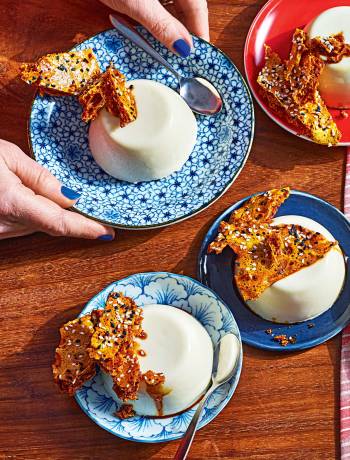 Ginger panna cotta with sesame honeycomb