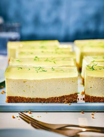 Elderflower and lime cheesecake bars