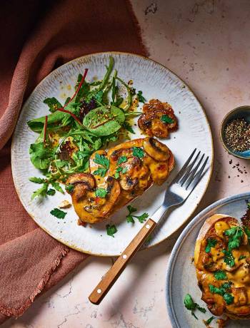 Marmite mushroom and stout rarebit