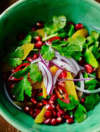 Red onion, orange and pomegranate salad