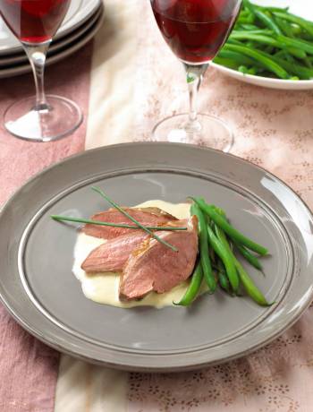Duck breasts with a piquant lime and ginger sauce