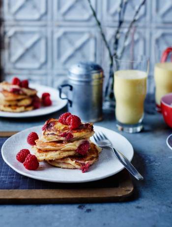 Ricotta and raspberry pancakes
