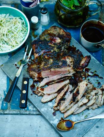 Butterflied lamb with Kentucky mop sauce   