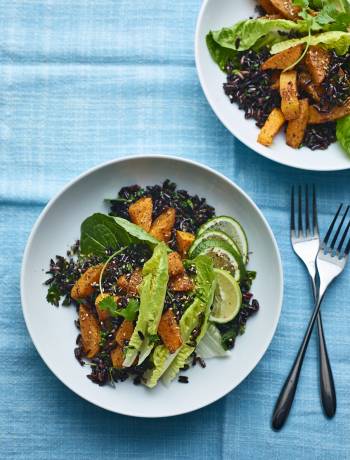 Butternut squash and black rice bowl