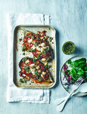 Ratatouille-stuffed aubergine