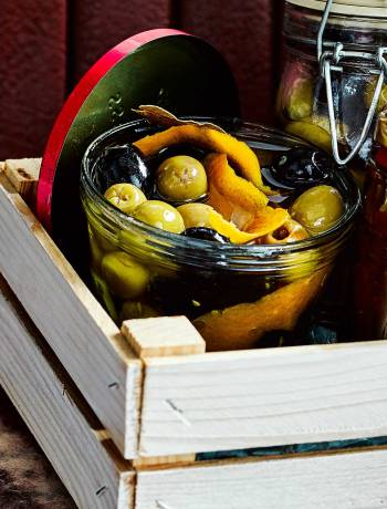 Fennel and orange marinated olives
